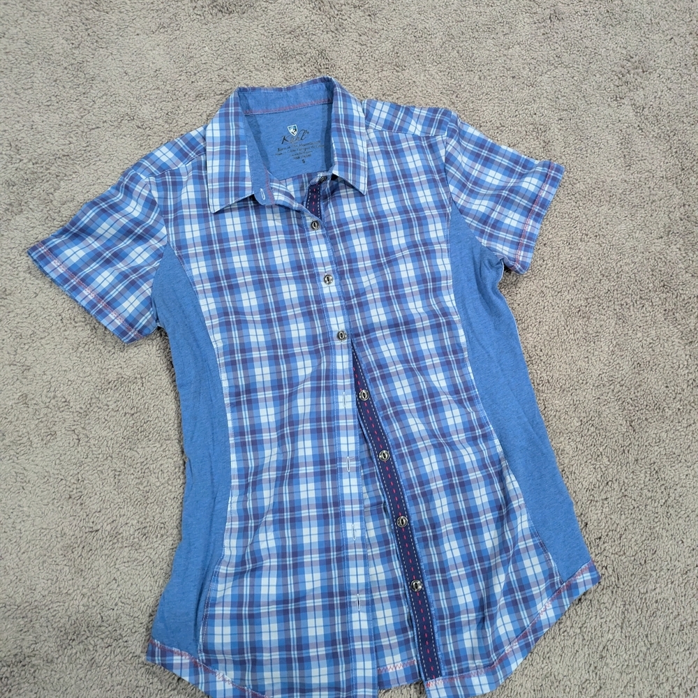 Kuhl Blue Plaid Short Sleeve Tee